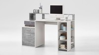 Schreibtisch BüRotisch Computertisch Home-Office Tisch Beton-Optik Weiß Bolton