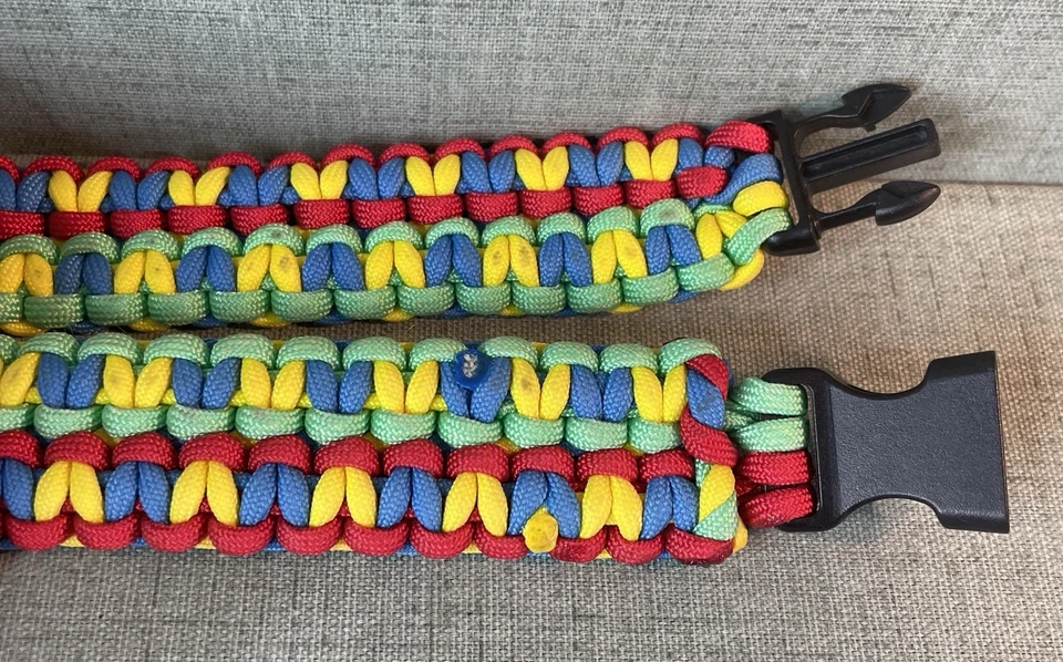 Collar de perro Paracord 19" pulgadas de largo multicolor verde azul cierre de clip Foto 4 de 4