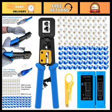 RJ45 Crimping Tool for Cat6, Cat5e, Cat5 - Sturdy Pass-Through Ethernet Crimper