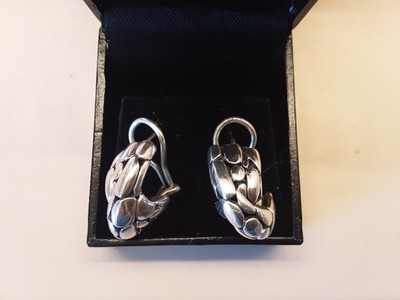 John Hardy Sterling Silver Kali Pebble Crossover Crisscross Omega Back Earrings