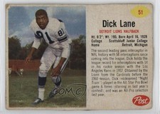1962 Post Dick Lane Night Train Lane #51 HOF 1w9
