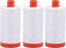 3-PACK - Aurifil 50WT - Natural White, Solid - Mako Cotton Thread - 1422Yds E...