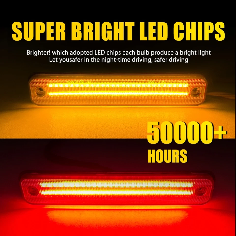 4 2-рядных светодиодных передних задних желтых красных габаритных фонаря для Hummer H2 2003–2009 годов выпуска - Изображение 3 из 4