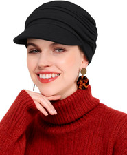 Newsboy Chemo Hat for Women - Winter Cap with Brim for Cancer Alopecia