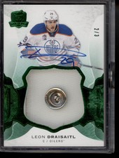 2016-17 The Cup Leon Draisaitl Green Foil Button Patch Auto SSP /3