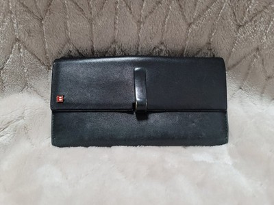 Bally black leather clutch wallet