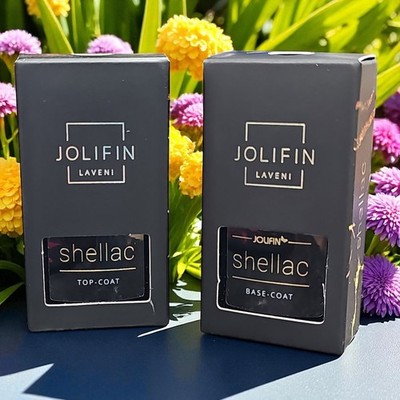 Jolifin UV LED Laveni Shellac Set Base Top Coat Dual Lichthärtung selbstglättend