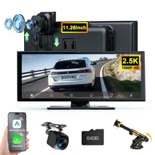 11.26inch Wireless CarPlay Android Auto Screen Portable Car Stereo 2.5K Dash Cam