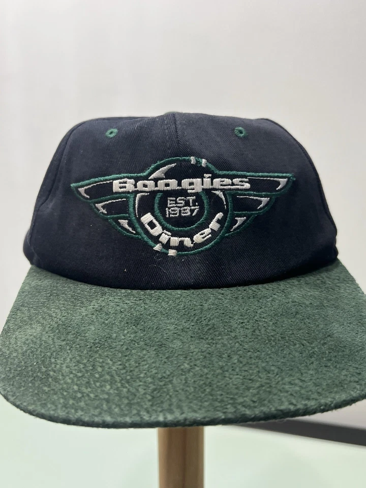 Vintage Boogies Diner Snap Back Embroidered Logo Green Suede Brim Hat Aspen Rare - Image 2 of 4