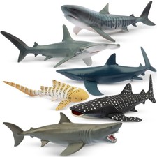 6PCS 5-6" L Realistic Shark Bath Toy Figurines, Plastic Ocean Sea Animals Fig...