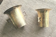 2 Vintage Brass Apothecary Mortars Vases Bell Shaped Mouth, Side Handles 