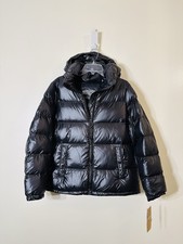 Michael Kors hidden hood quilted down blend fill puffer jacket black NWT size L