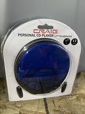 Craig CD2808-BL Personal CD Player with Headphones - Black/Blue New - open/new