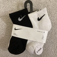 Nike Everyday Cushioned Ankle Socks Child 10C-3Y 5-7 Black/white/gray 6 Pack