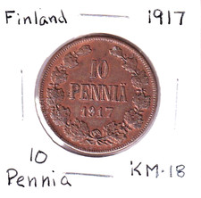1917 Finland 10 Pennia [civil war] (KM-18)  Copper [Helsinki Mint]