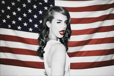 661536 Lana Del Rey Pinup American Flag Photo Wall Print Poster