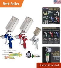 Hvlp Spray Gun Kit For Auto Paint - Set Of 3 Sprayers 1.0mm 1.4mm 1.8mm Wit... Hvlp Spray Gun Kit For Auto Paint - Set Of 3 Sprayers 1.0mm 1.4mm 1.8mm Wit...
