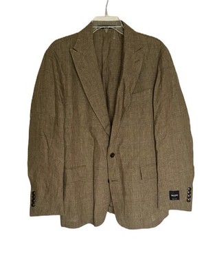 Todd Snyder Glenplaid Peak Sutton Suit Jacket Olive NWT 100% Linen Size 42R