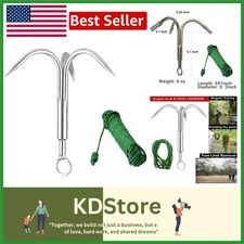 Heavy-Duty 50FT Stainless Steel Grappling Hook with Nylon Rope