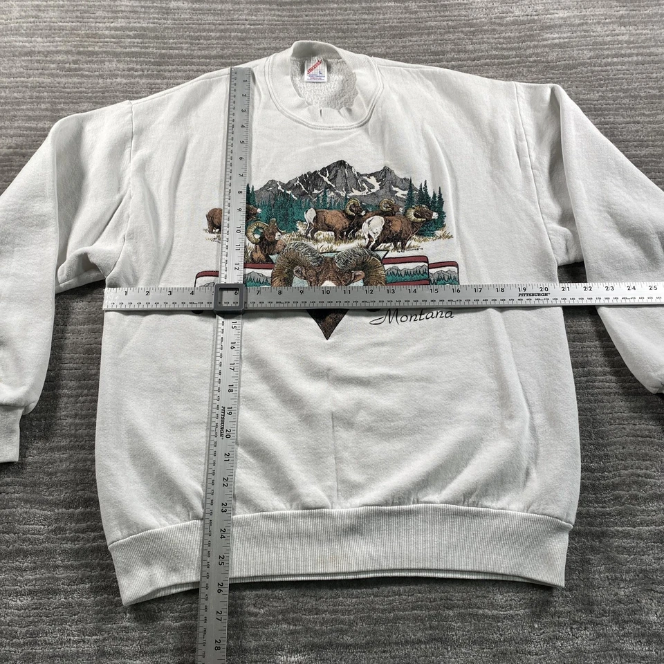 Sudadera De Colección Montana Para Hombre Grande Blanca Cimarrón Oveja Gráfico Jerzees Años 90 Foto 4 de 4