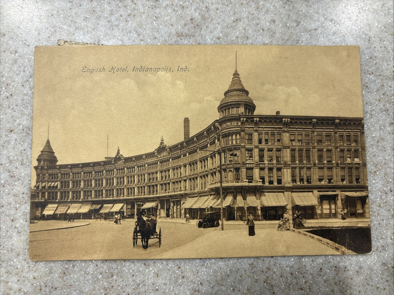 Postcard Indianapolis, IN. English Hotel. Posted 1908.