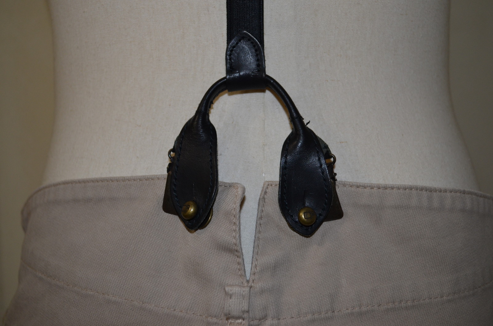 DSQUARED² RARE CASUAL KHAKIS  BLACK SUSPENDERS LEATHER TRIM OVERALLS PANTS 48 32 image 10