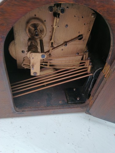 TWO WESTMINSTER CHIME MANTEL CLOCKS WORKING BUT IN NEED OF ATTENTION - Picture 20 of 20