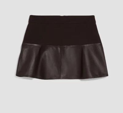 BRAND NEW JERSEY AND OVINE LEATHER MINI SKIRT Size 42