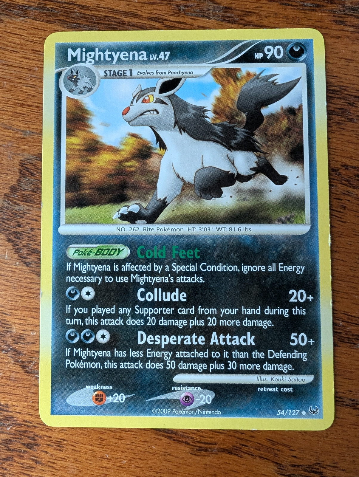 MIGHTYENA 54/127 - NON-Holo UNCOMMON PLATINUM 2009 NINTENDO Pokemon Card