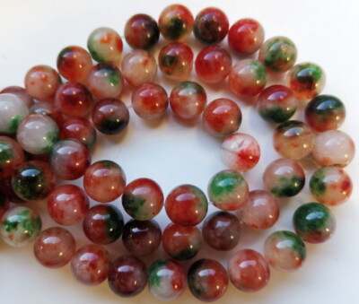 Clearance-15,5 Zoll mehrfarbig Achat rund 8-12 mm Edelsteinperlen rot gelb grün 