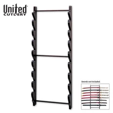 8 Tier Sword Wall Display Stand Rack Black Full Size Wood Hanger Katana Holder