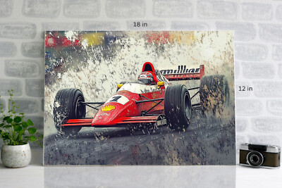 Abstraktes F1 Auto Leinwand Wandbild Kunstdruck fertig zum Aufhängen über einen Rahmen gespannt