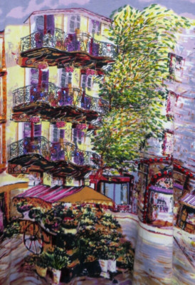 Shirt Womens XXXL Multicolor Modern Art City Scape Embellished Colorful Art