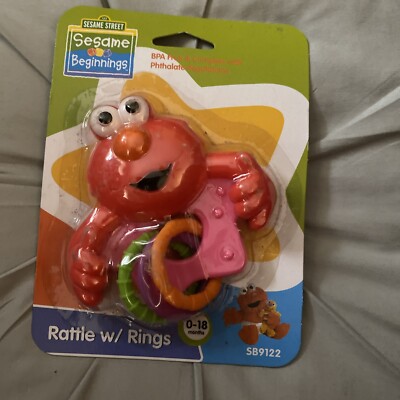 Sesame Street Baby Rattle w/Rings 0-18m Elmo blue star for boy baby ...