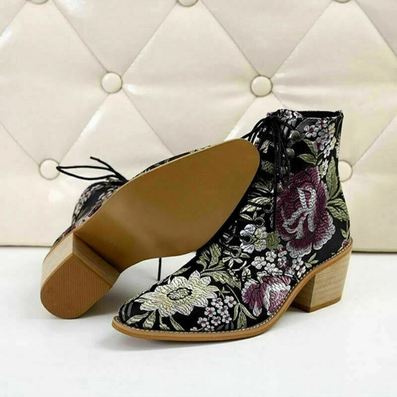 Embroidered lace deals up boots