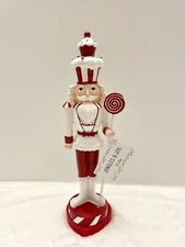 Jingles and Joy Red & White CHRISTMAS Holiday Peppermint Nutcracker