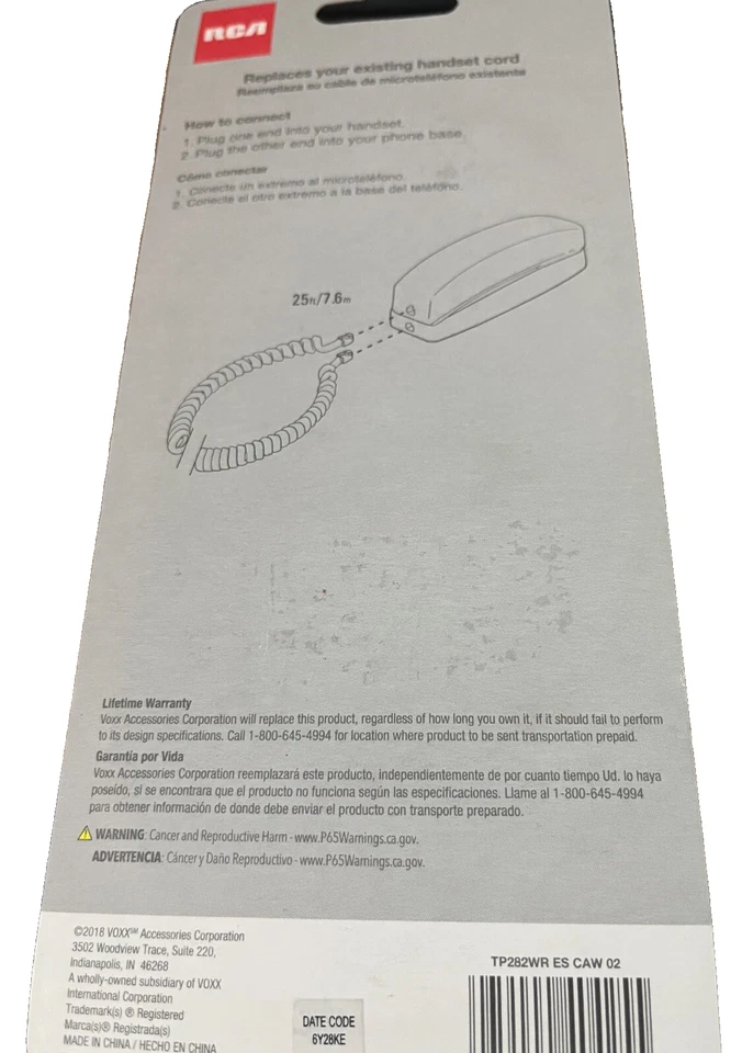 RCA 25 Ft. White Phone Cord TP282WR factory sealed new. - Image 2 of 3