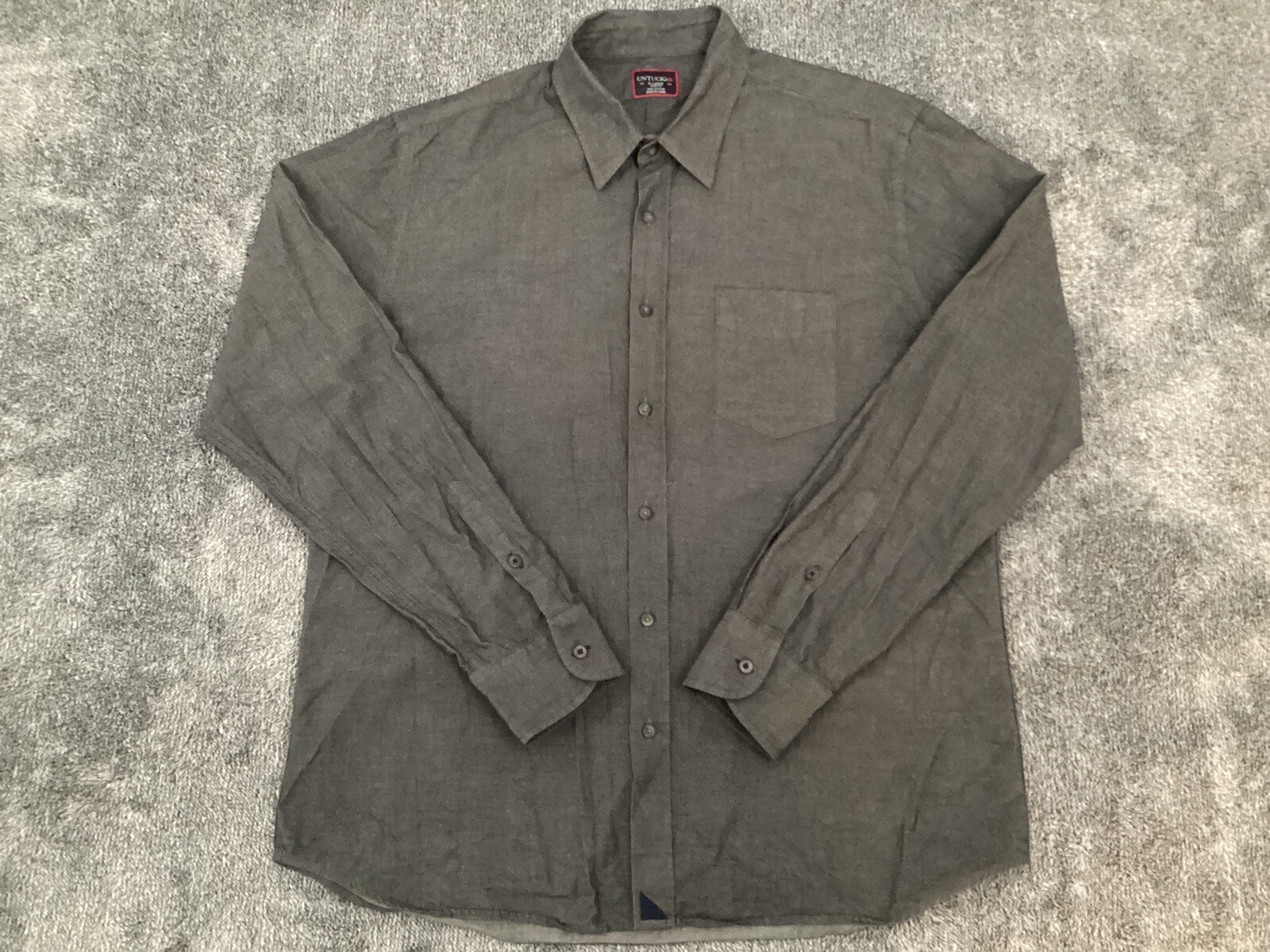UNTUCKit Shirt Men’s XL Slim Fit Gray Solid Button Long Sleeve Casual Cotton