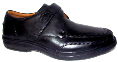 NIB DR. COMFORT FRANK BLACK LEATHER DRESS HOOK & LOOP STRAP 