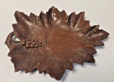 1950s Faux Wood Leaf Dish  Multi Products Inc MCM Decorative Bowl Vintage 12x10"