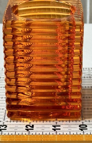 Candle Lamp Orange Ribbed Square Glass Candle Tea Light Holder - Picture 19 of 19