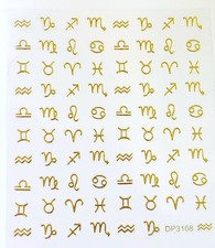 NEW Horoscope Zodiac Astroligy Symbol Nail Sticker GOLD 