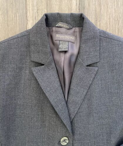 Damen Banana Republic grau 2-teilig Wolle Blazer & Hose Stretch Anzug Größe 2/4 Italien - Bild 2 von 23