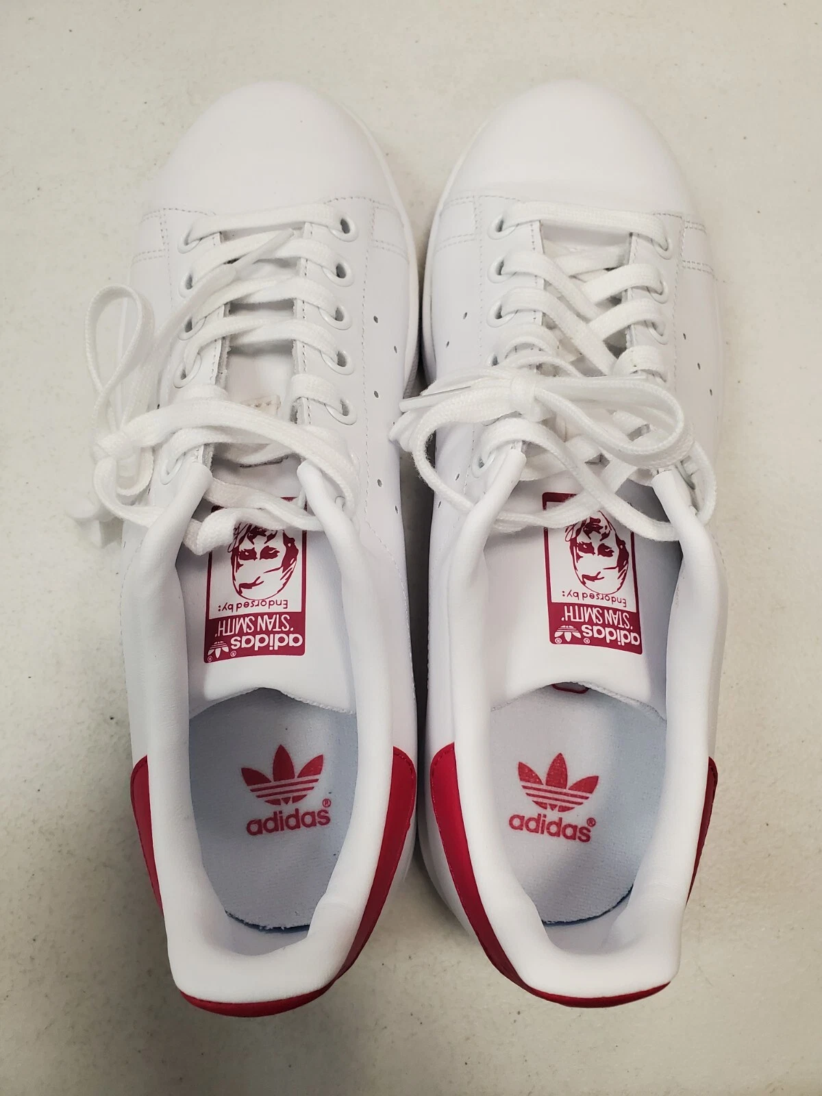 Adidas Stan Smith Men's *Size 6.5* Lace Up White Pink Casual Shoes (F9B-3005)