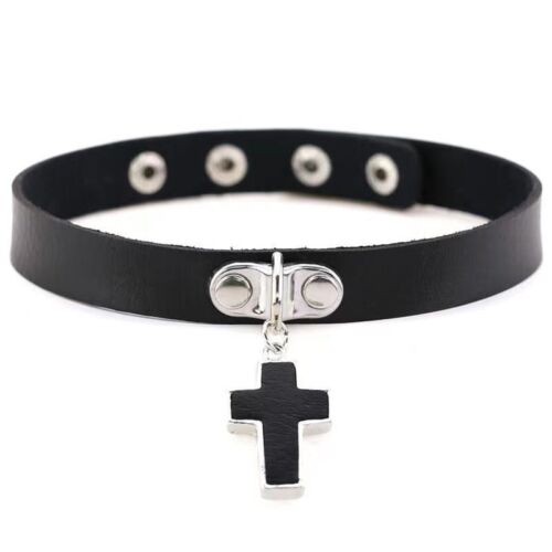 Collana girocollo uomo donna punk gotico pelle nera punta rivetto o ring collare - Foto 19 di 49
