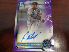 2022 Bowman Chrome Federico Polanco AUTO #'ed 18/250 PURPLE Refractor-MARLINS
