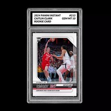 Graded 10 CAITLIN CLARK RC ROOKIE Card 2024 Panini Instant #213 Indiana Fever