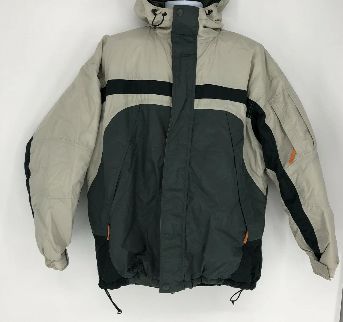 Columbia Sportswear Green Tan Waterproof Full Zip Hooded Winter Coat Size Large