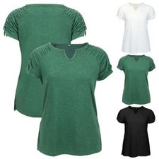 Womens's T-shirt V-Neck Short Sleeve Blouse Summer Loose Tops Tunic Tee S-2XL