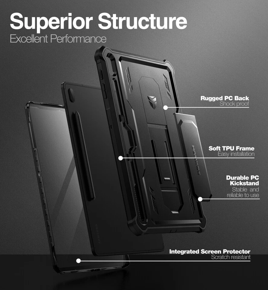 Dexnor for Samsung Galaxy Tab S7 FE Case Built-in Screen Protector and Kickstand - Image 3 of 4
